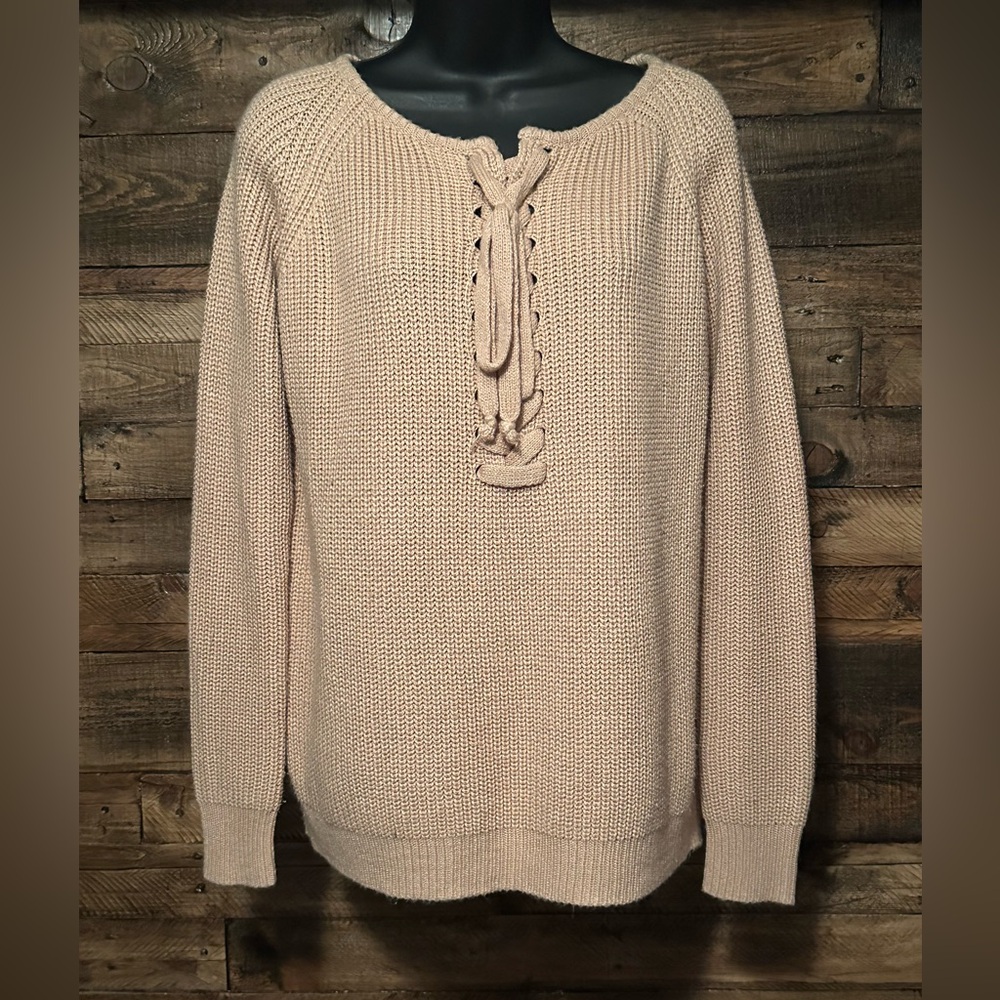 Windsor lace-up long-sleeve knit sweater